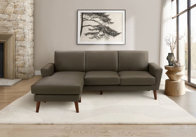 Monarch Specialties Inc. Brown 86" Faux Leather Sofa Lounger and Reversible Chaise-1
