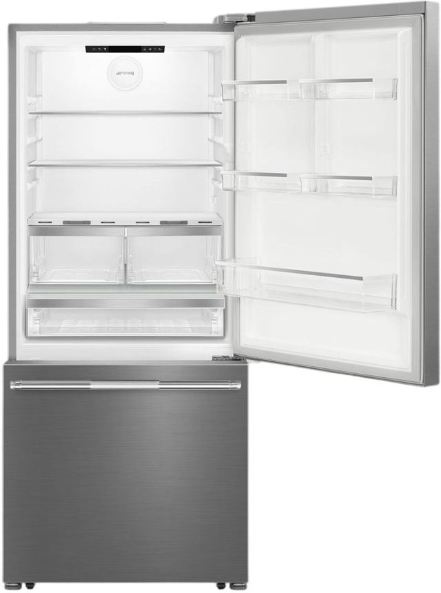 Smeg Professional 28" 16.1 Cu. Ft. Counter Depth Stainless Steel Bottom Freezer Refrigerator-1