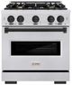 ZLINE Classic Autograph Edition 30" Satin Stainless Steel Pro Style Gas and Matte Black Accents-0