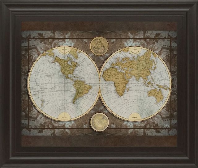 Classy Art World Map by Elizabeth Medley Framed Print Wall Art-0