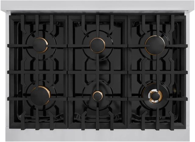 ZLINE Classic Autograph Edition 36" Stainless Steel Pro Style Dual Fuel Range with Champagne Bronze Accents-3