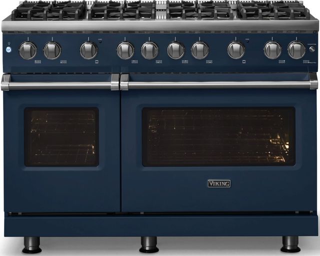 Viking® 5 Series 48" Slate Blue Pro Style Gas (NG) Range with Polished Chrome Trim-3