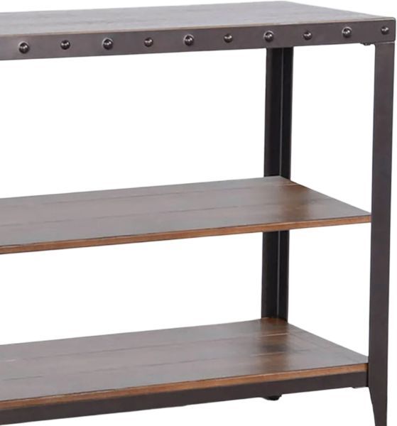 Sunny Designs™ San Diego Antique Brown Sofa Table with Dark Gray Base -3