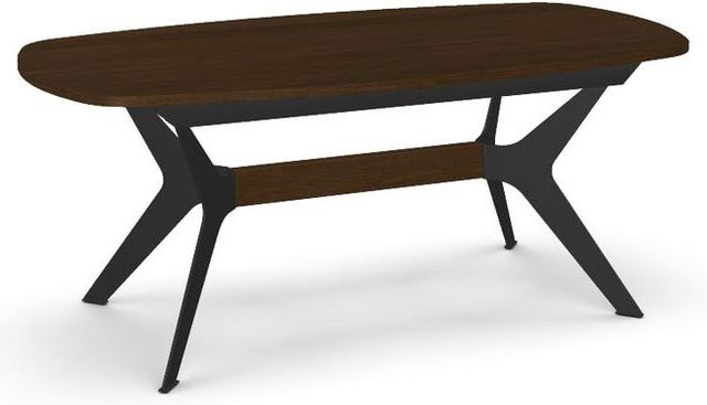 Amisco Customizable Boomerang Walnut Veneer Table with Radius Corner Butterfly Leaf Tabletop-0