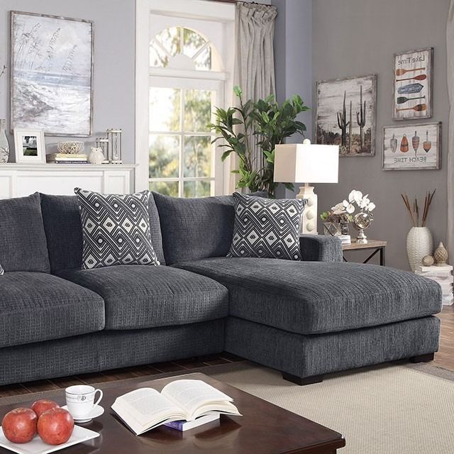 Furniture of America® Kaylee 2-Piece Gray Right-Arm Facing Sectional and Chaise-3