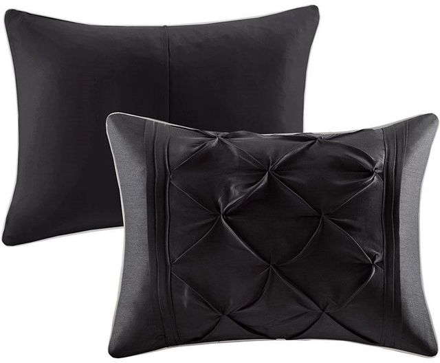 Olliix by Madison Park Laurel 7 Piece Black Queen Tufted Comforter Set-1