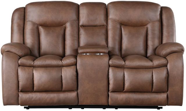 New Classic® Home Furnishings Morello Brown Power Reclining Console Loveseat-2