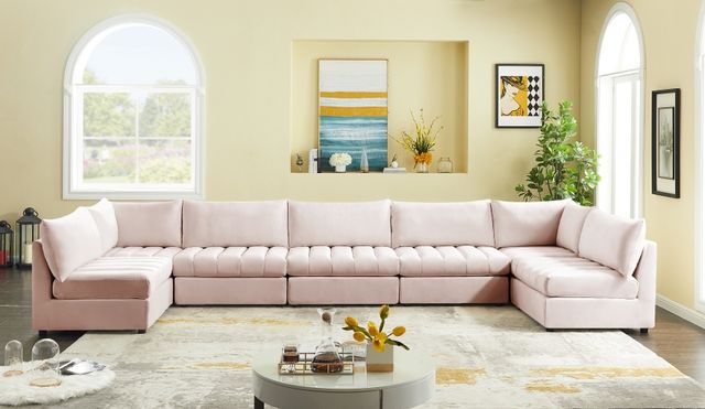 Meridian Furniture Jacob 7-Piece Pink Velvet Modular Sectional Set-3