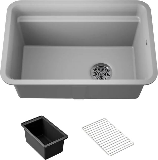 KOHLER® Cairn® Matte Gray 28" Undermount Single-Bowl Utility Sink-0