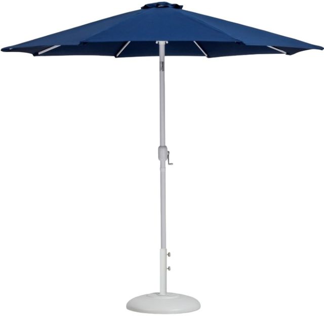 Meridian Furniture Fiji Matte White/Navy/White Aluminum Outdoor Patio Umbrella and Round Base-0