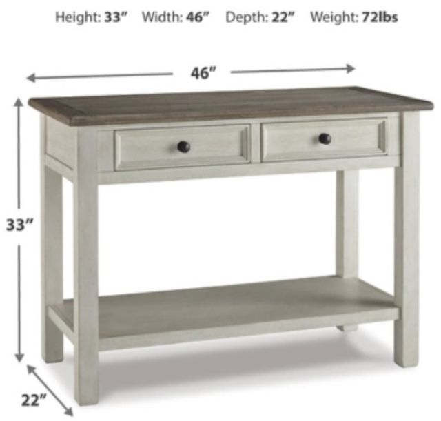 Signature Design by Ashley® Bolanburg Weathered Oak Sofa Table with Antique White Base-1