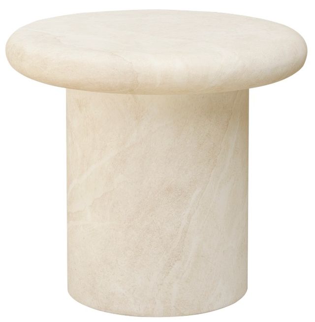 Sunset West Bazaar Travertino Hydro Dipped Beige Glass Fiber Reinforced Concrete Outdoor End Table-0