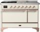 Ilve® Majestic III 48" Antique White Pro Style Dual Fuel Liquid Propane Range with 5 Black Brass Burners and Copper Trim-0