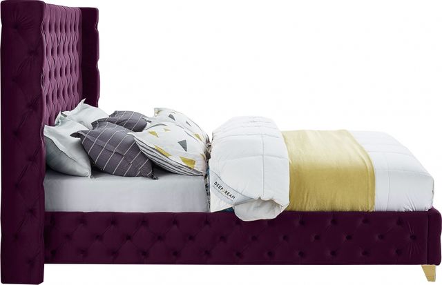 Meridian Furniture Savan Purple King Upholstered Panel Bed-3