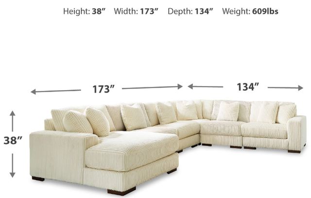 Signature Design by Ashley® Lindyn 6-Piece Ivory Left-Arm Facing Sectional and Chaise-2