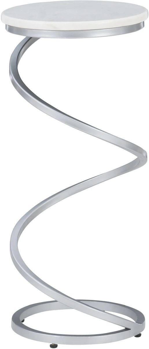 Powell® Gigi White Spiral Drink Table with Silver Base-3