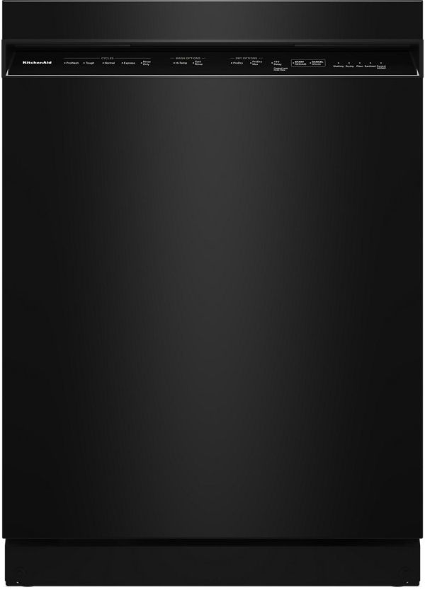 KitchenAid® 24" Black Front Control Built-In Dishwasher with 30+ Total Wash Jets-0