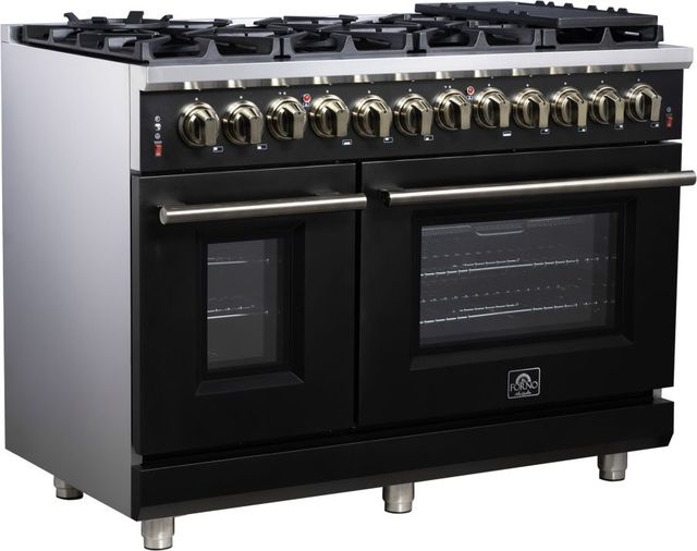 FORNO® Massimo Series Alta Qualita 48" Black Pro Style Dual Fuel Range-2