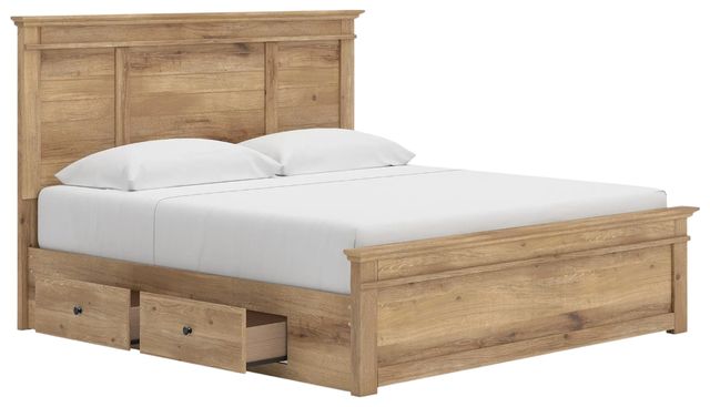 Signature Design by Ashley® Makidern Tan King Panel Bed with 4-Drawer Storage-3