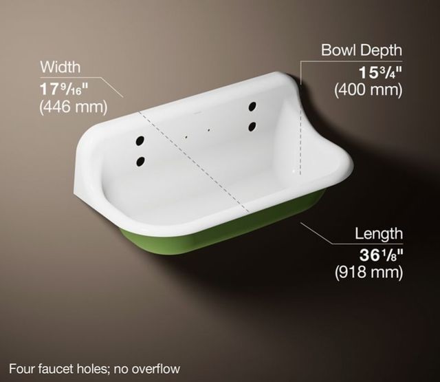 Kohler Brockway™ Fresh Green 36" Wall-Mount Utility Sink-3