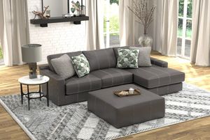 iAmerica Aurora Steel Leather Right Arm Chaise Sofa