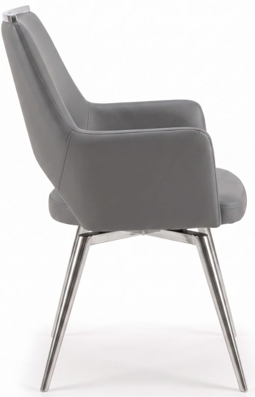 Cramco Ava Charcoal Gray/Chrome Swivel Dining Arm Chair-3