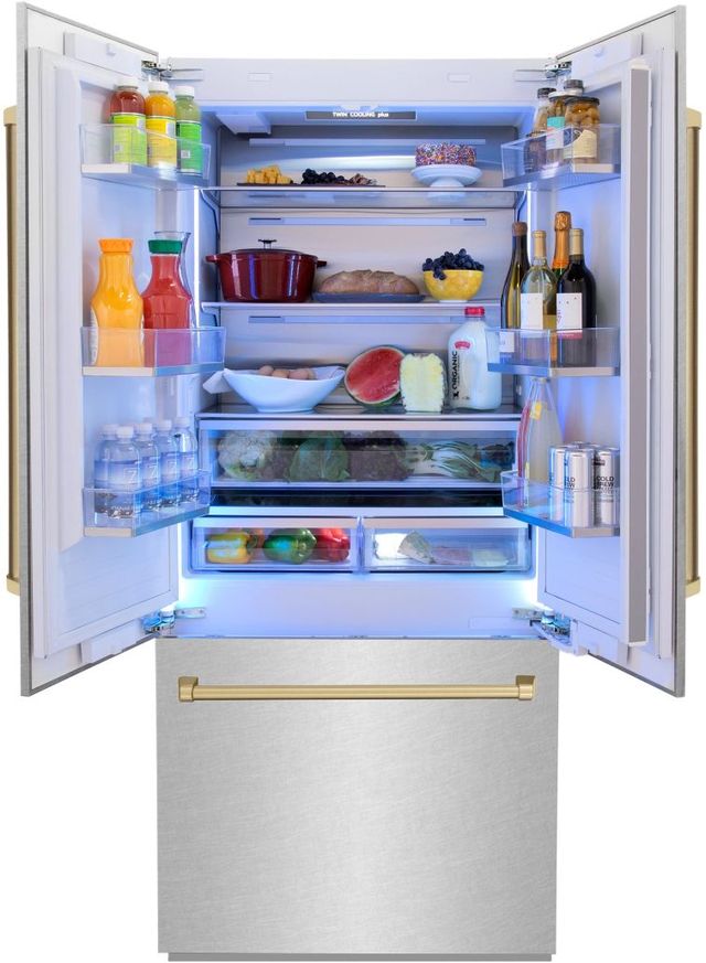 ZLINE Autograph Edition 36" 19.6 Cu. Ft. Satin Stainless Steel Built-In French Door Refrigerator-3