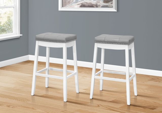 Monarch Specialties Inc. Set of 2 Grey/White Bar Stools-0