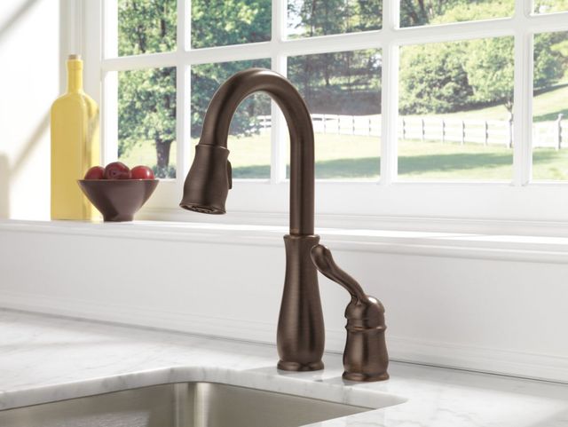 Delta Leland® Venetian Bronze Single Handle Prep / Bar Faucet-1