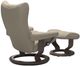 Stressless® by Ekornes® Customizable Wing Small Manual Recliner and Ottoman with Classic Base-3