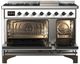 Ilve® Majestic III 48" White Pro Style Dual Fuel Liquid Propane Range with Griddle and Burnished Trim-1