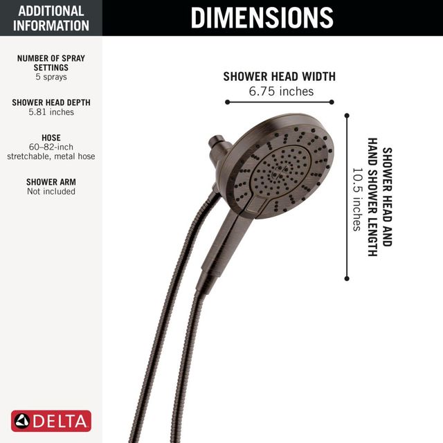 Delta Universal Showering Venetian Bronze 5-Setting In2ition® with ProClean® Spray-2