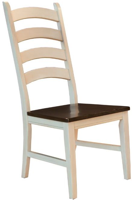 A-America® Toluca Chalk White/Cocoa Bean Ladderback Dining Side Chair-0