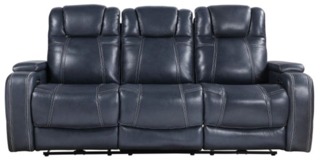 Homelegance® Keziah Blue Double Power Reclining Sofa with Power Headrests and Storage Arms-2