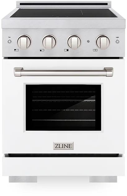 ZLINE 24 in. 3.2 cu. ft. Paramount Induction Range with 3 Element Cooktop and Electric Convection Oven in Satin Stainless Steel with White Matte Door (SINRS-WM-24)