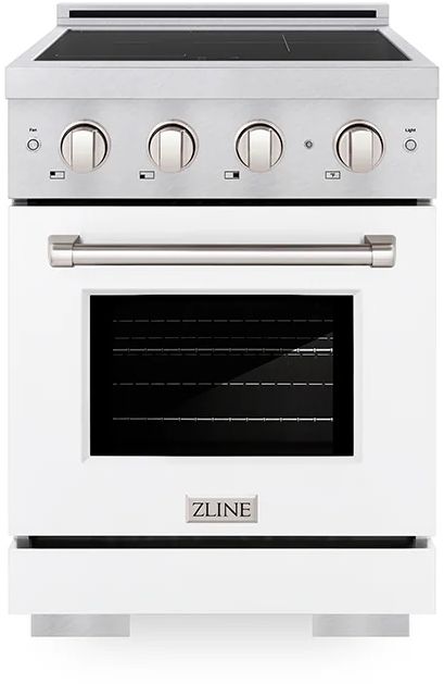 ZLINE Paramount 24" Satin Stainless Steel Pro Style Induction Range with White Matte Door-0