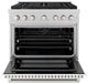 ZLINE 36" Satin Stainless Steel Pro Style Gas Range with White Matte Door-1