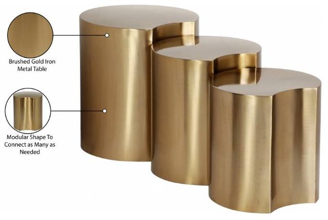 Meridian Furniture Dimple 3-Piece Gold Modular Nesting End Table Set-2