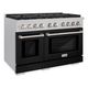 ZLINE 48" Satin Stainless Steel Pro Style Gas Range with Black Matte Door-2