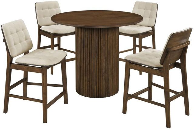 Coaster® Hamlyn 5-Piece Cream/Walnut Round Counter Dining Set-0