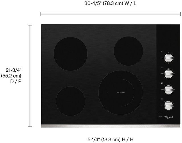 Whirlpool® 30" Stainless Steel Electric Cooktop with Dual Radiant Element-1