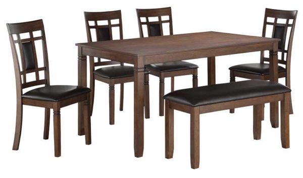 Homelegance Salton 6-Piece Brown Cherry Dining Table Set Homelegance Salton 6-Piece Brown Cherry Dining Table Set