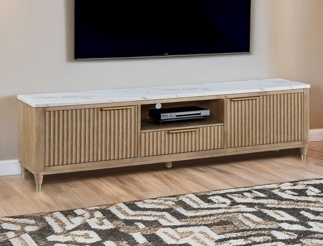 Crown Mark Kara Cerused Natural TV Stand-1