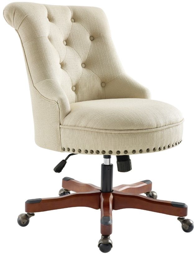 Linon Sinclair Beige/Dark Walnut Office Chair-0