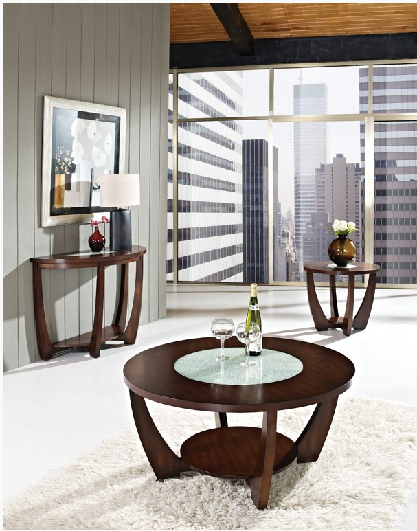 Steve Silver Co. Rafael Merlot Cherry Sofa Table with Glass Top Insert-1