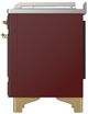 Ilve® Majestic III 48" Burgundy Pro Style Dual Fuel Natural Gas Range with French Top and Brass Trim-3