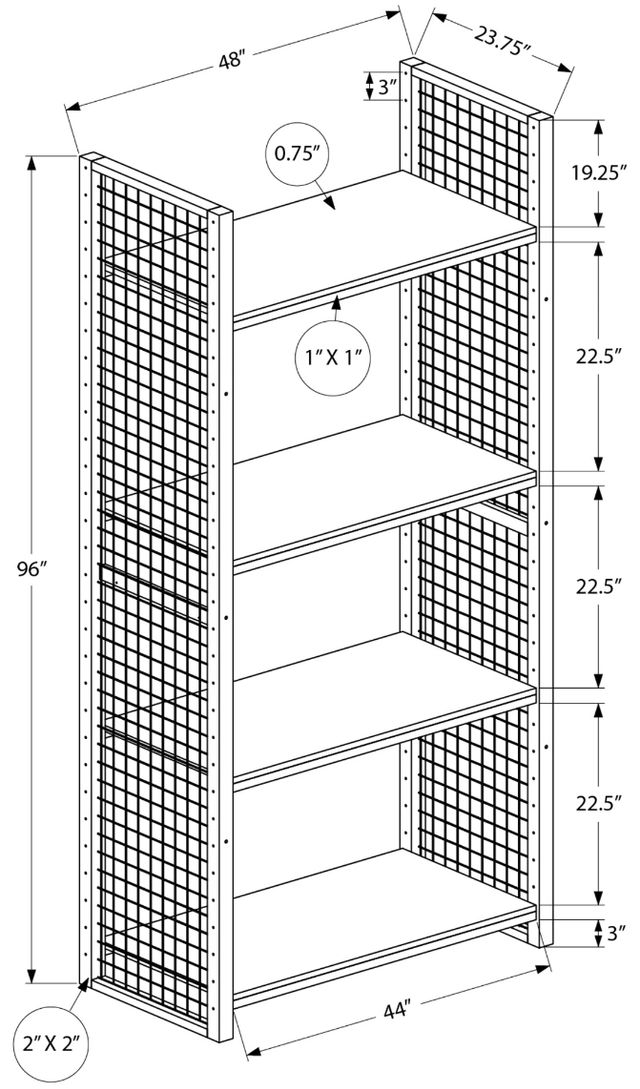 Monarch Specialties Inc. Silver/White 96" Display Rack with 4 Adjustable Shelves-2