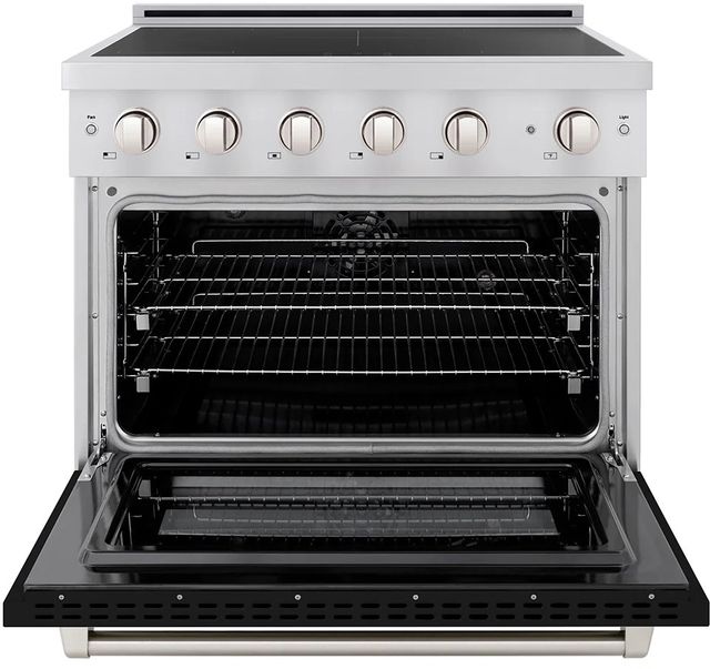 ZLINE Autograph Edition Paramount 36" Stainless Steel Pro Style Induction Range with Black Matte Door-1