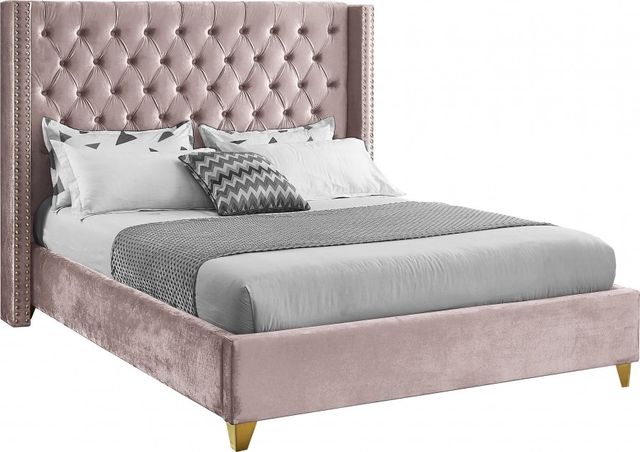 Meridian Furniture Barolo Pink Velvet King Bed-0