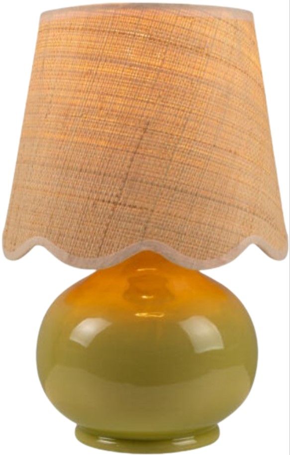 Surya Stella Light Glazed Green Table Lamp-4